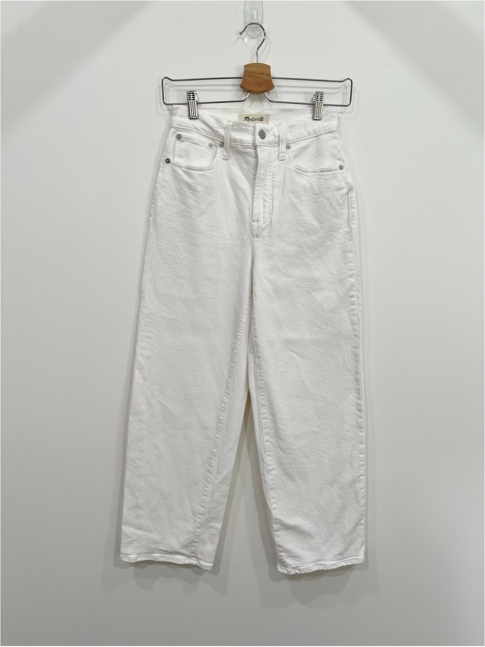 Madewell The Perfect Vintage Wide Leg Crop Jeans White High Rise Size 25 - Picture 3 of 12